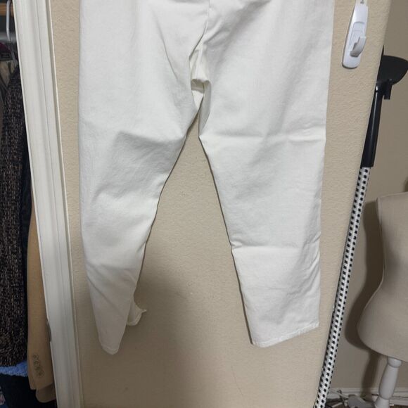 Marla Wynne White Pants sz 14P cropped elastic waist pull on high rise USA - Picture 6 of 7